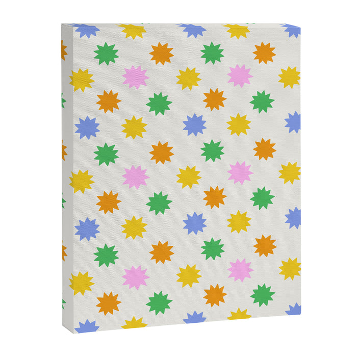 Colorful star shpe cartoon pattern Canvas Print Gallery Image 1