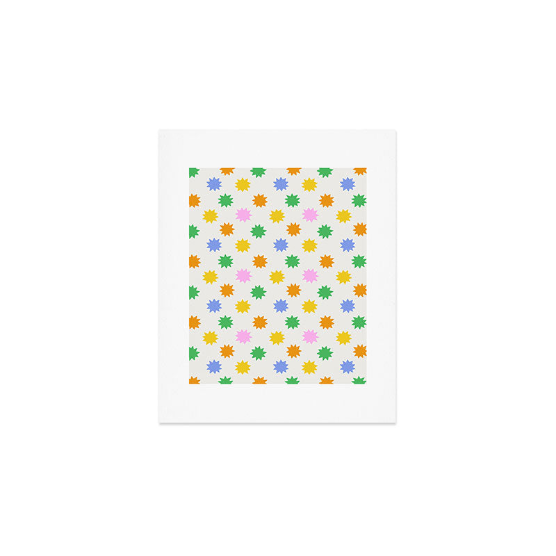 Colorful star shpe cartoon pattern Art Print Gallery Image 1