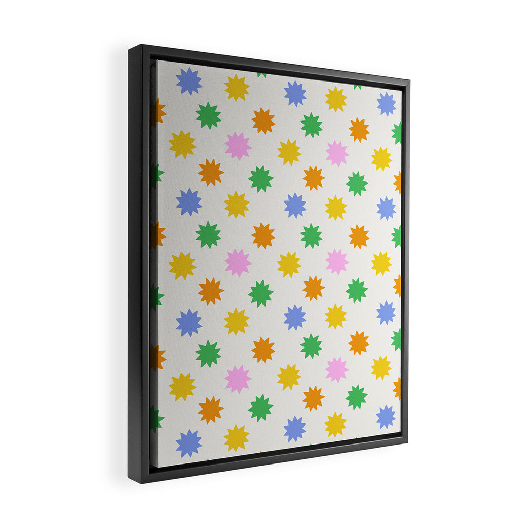 Colorful star shpe cartoon pattern Framed Canvas Print Gallery Image 2