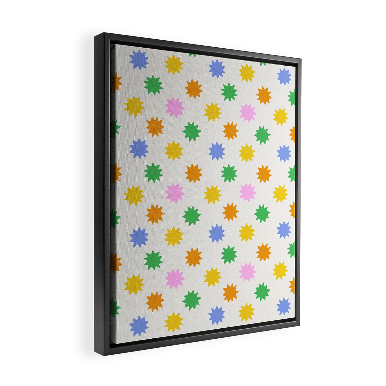 Colorful star shpe cartoon pattern Framed Canvas Print Gallery Image 2