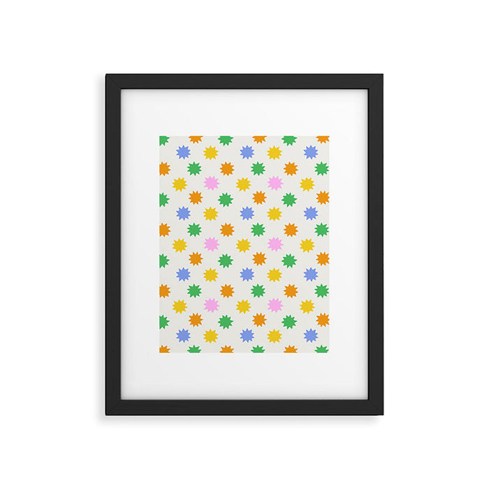 Colorful star shpe cartoon pattern Framed Art Print Gallery Image 1