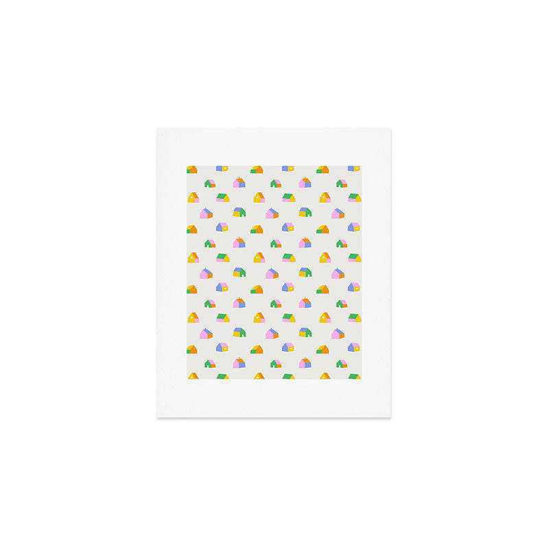 Colorful toy house city pattern Art Print Gallery Image 1