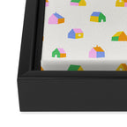 Colorful toy house city pattern Framed Canvas Print Gallery Image 3