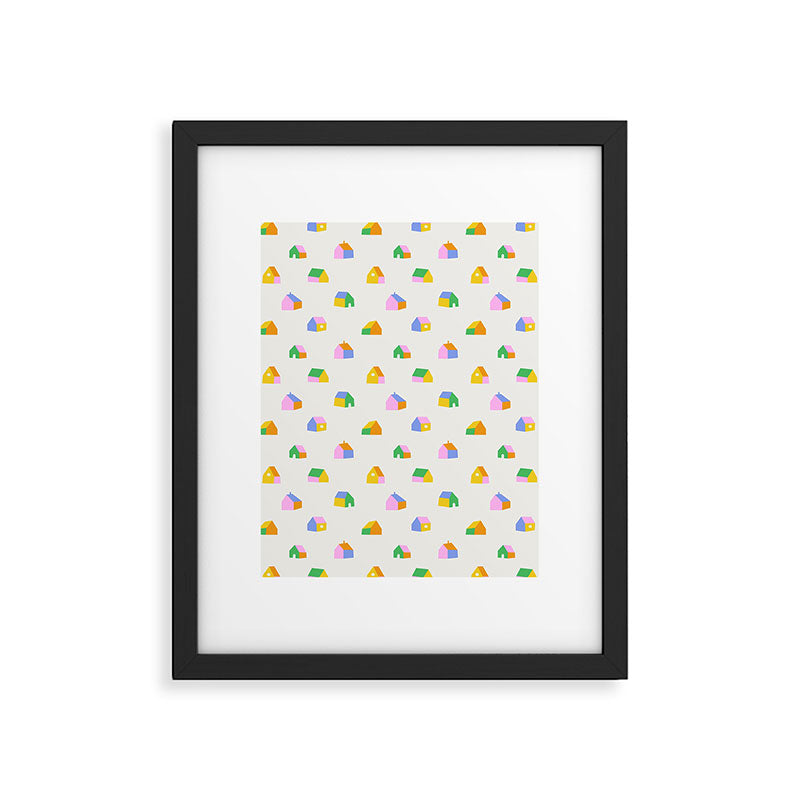 Colorful toy house city pattern Framed Art Print Gallery Image 6