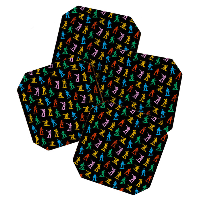 Colorful toy soldier doodle art pattern Coaster Gallery Image 1