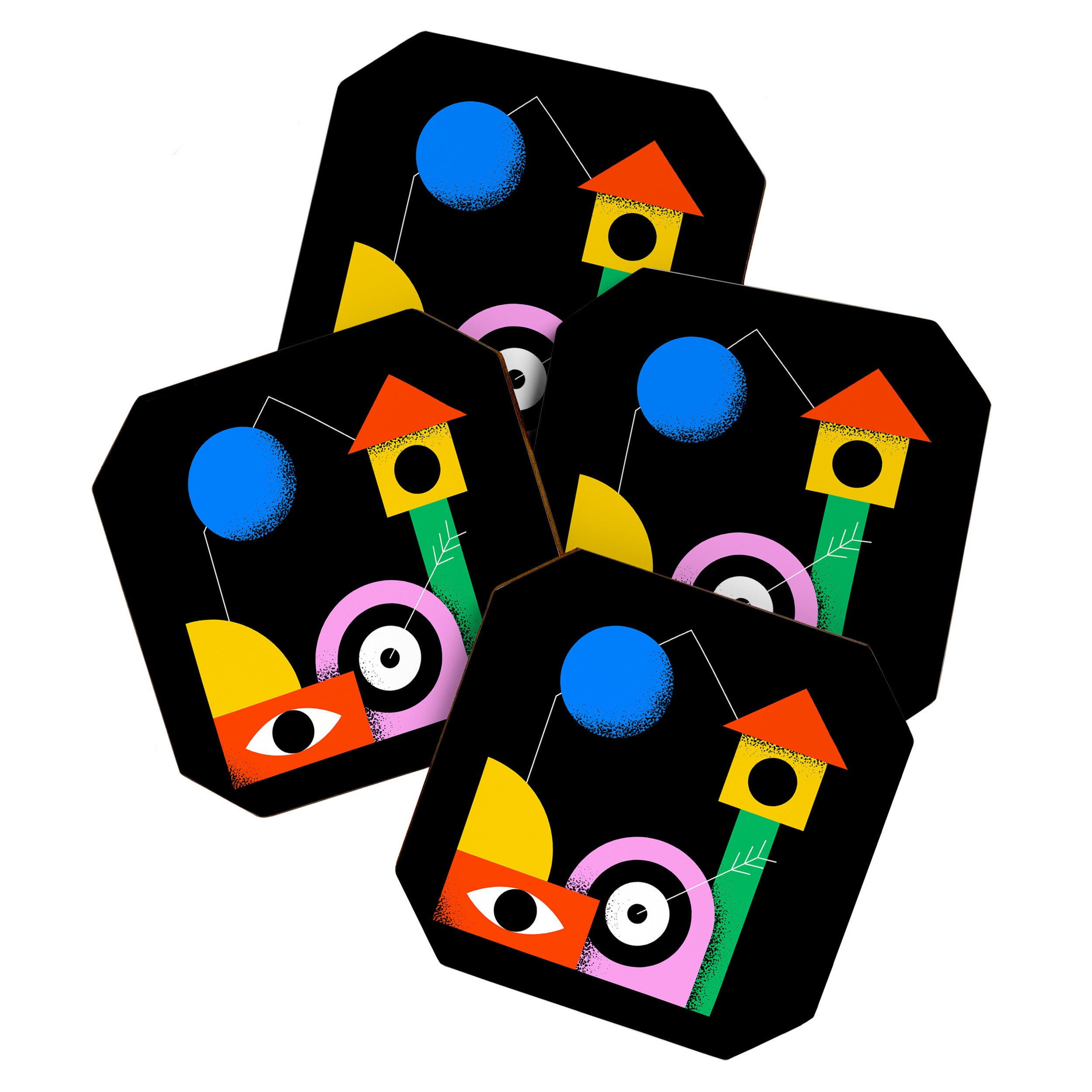 Colorful trendy geometric art illustration Coaster Gallery Image 1