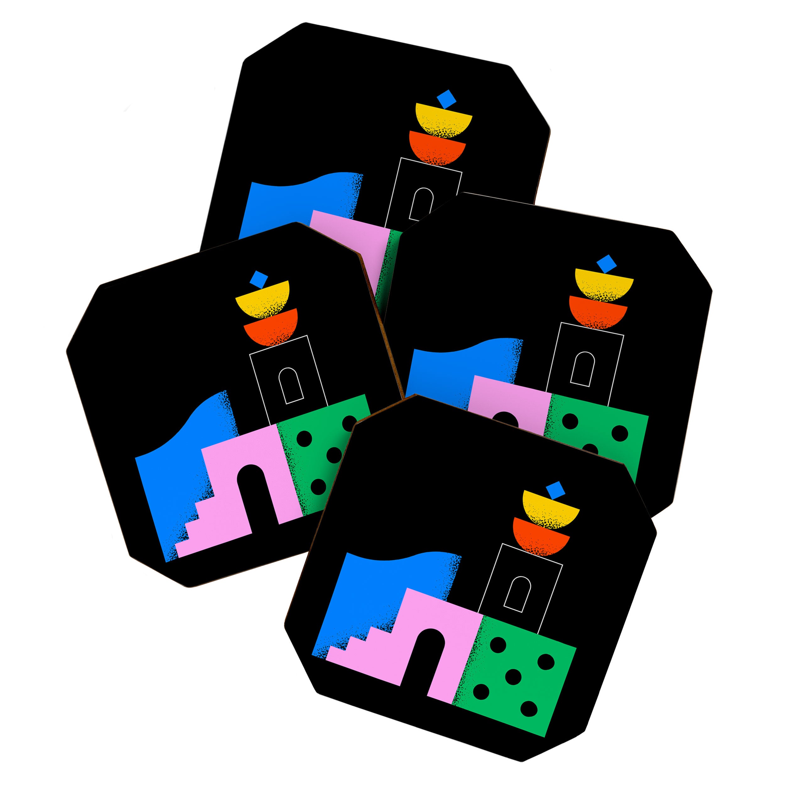 Colorful trendy geometric art illustration Coaster Gallery Image 1