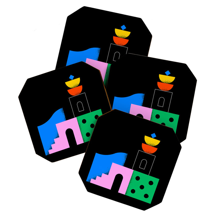 Colorful trendy geometric art illustration Coaster Gallery Image 1