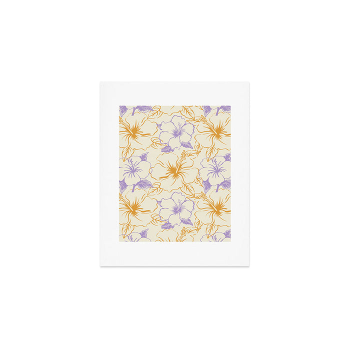 Colorful tropical hibiscus flower art pattern Art Print Gallery Image 1