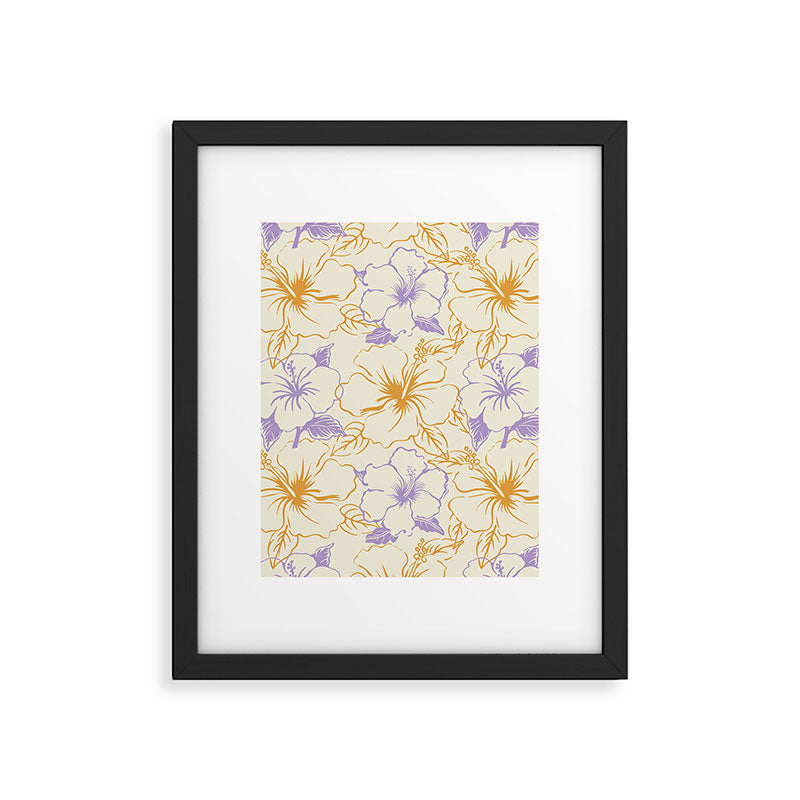 Colorful tropical hibiscus flower art pattern Framed Art Print Gallery Image 6