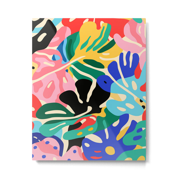 Colorful tropical plant leaves art pattern Metal Print Gallery Image 1