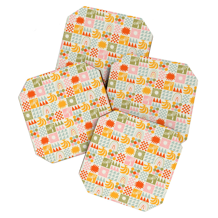 Colorful tropical summer mosaic tile art Coaster Gallery Image 1