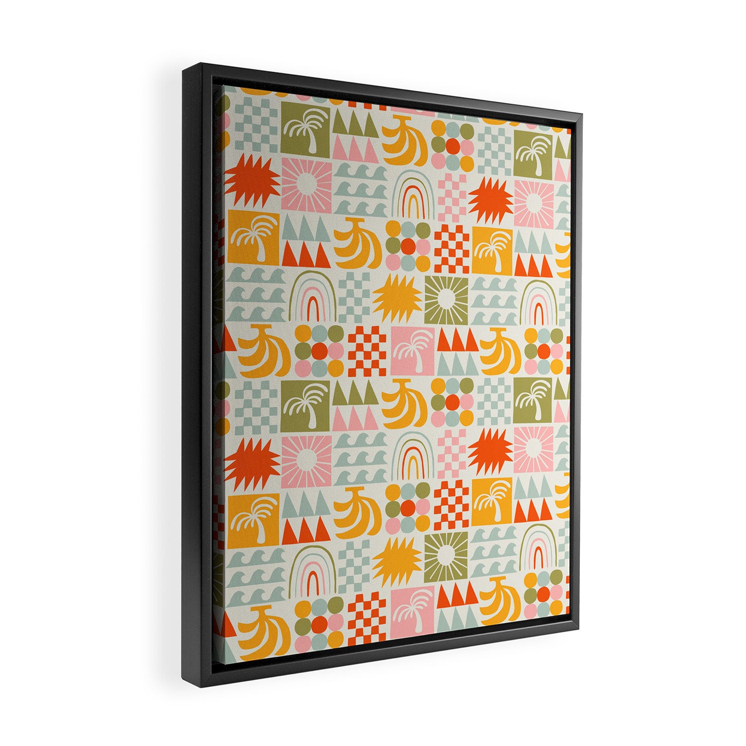 Colorful tropical summer mosaic tile art Framed Canvas Print Gallery Image 2