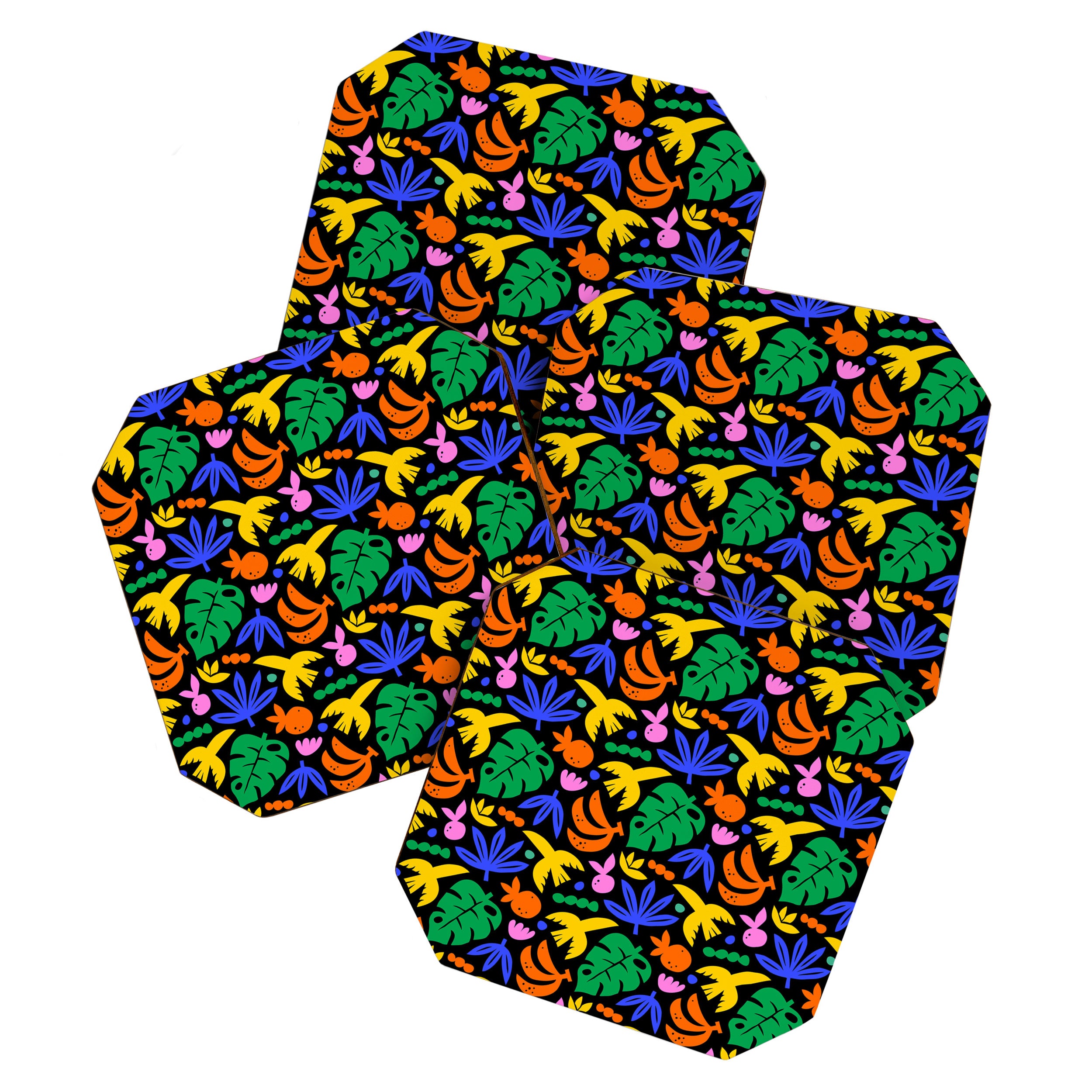 Colorful tropical summer nature art pattern Coaster Gallery Image 1