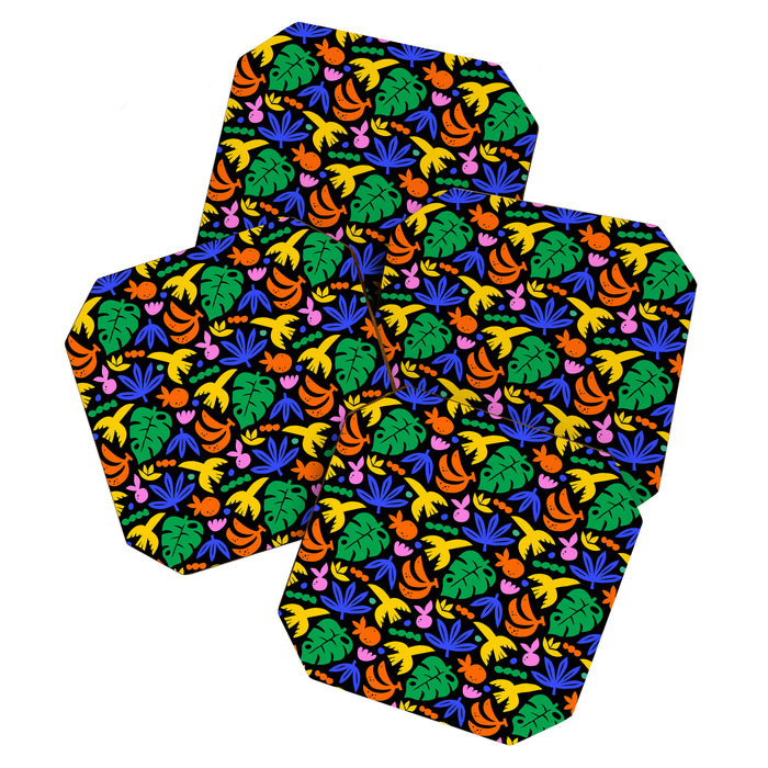 Colorful tropical summer nature art pattern Coaster Gallery Image 1