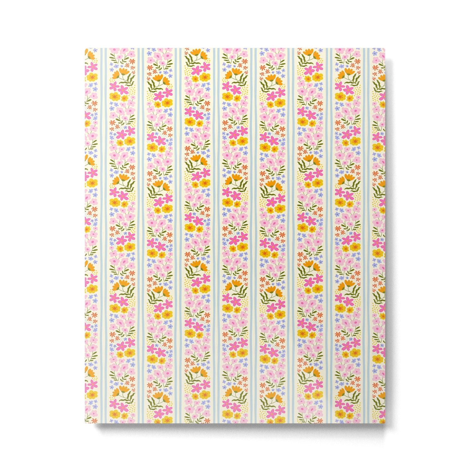 Colorful vintage flower stripe art pattern Metal Print Gallery Image 4