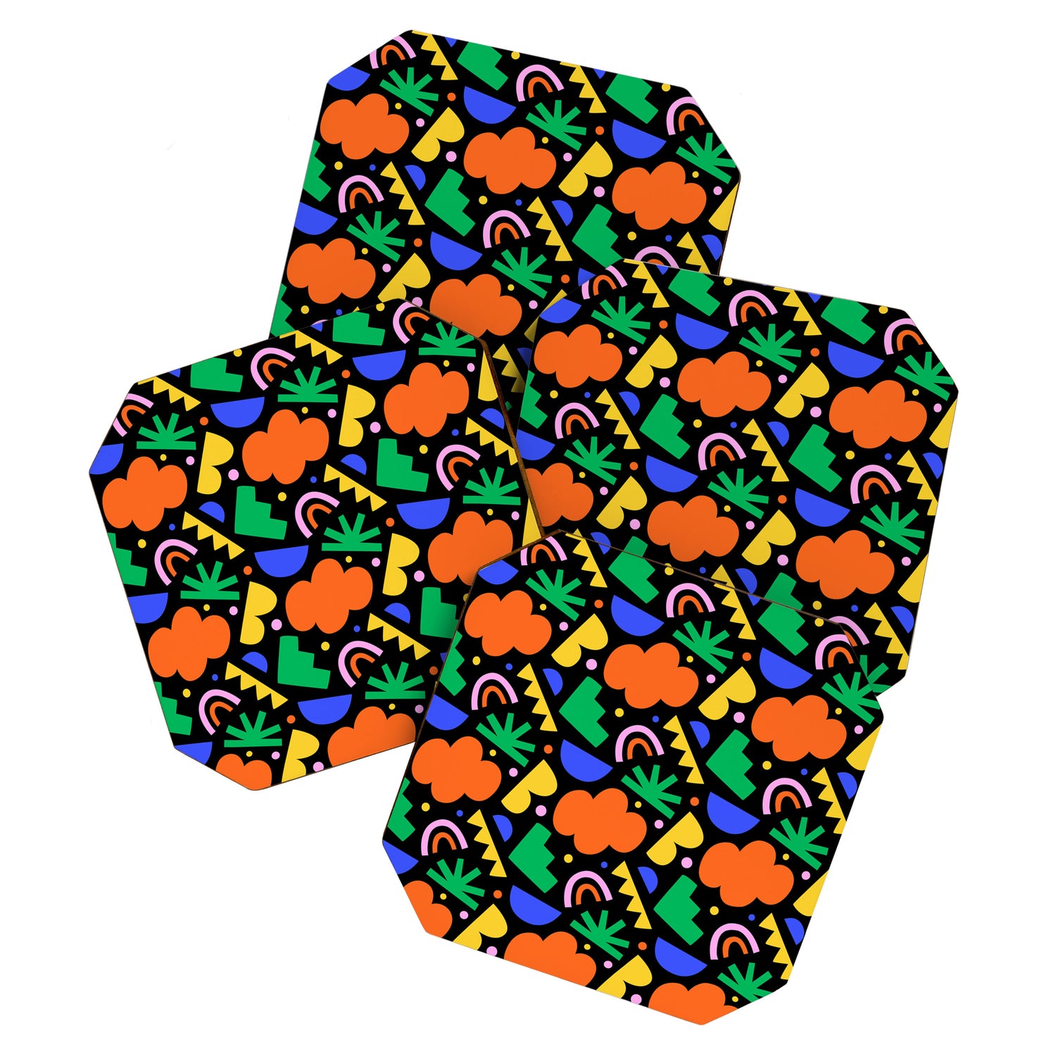 Creative colorful organic shape art pattern Coaster Gallery Image 1
