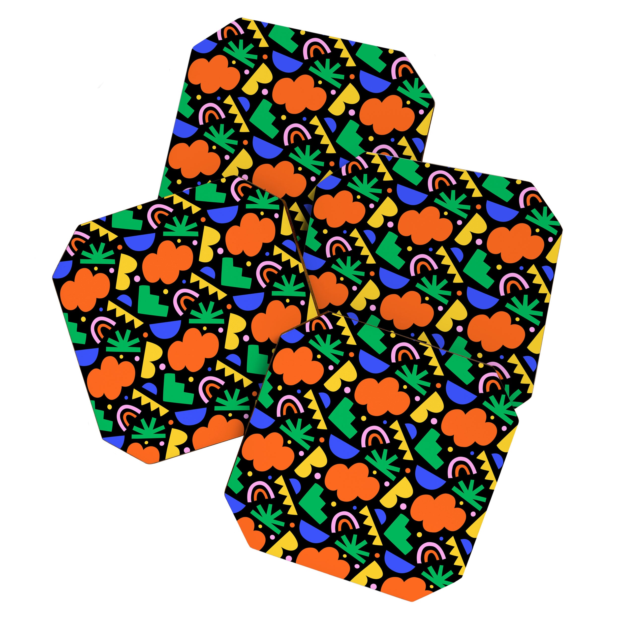 Creative colorful organic shape art pattern Coaster Gallery Image 1