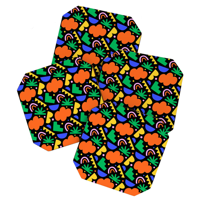 Creative colorful organic shape art pattern Coaster Gallery Image 1
