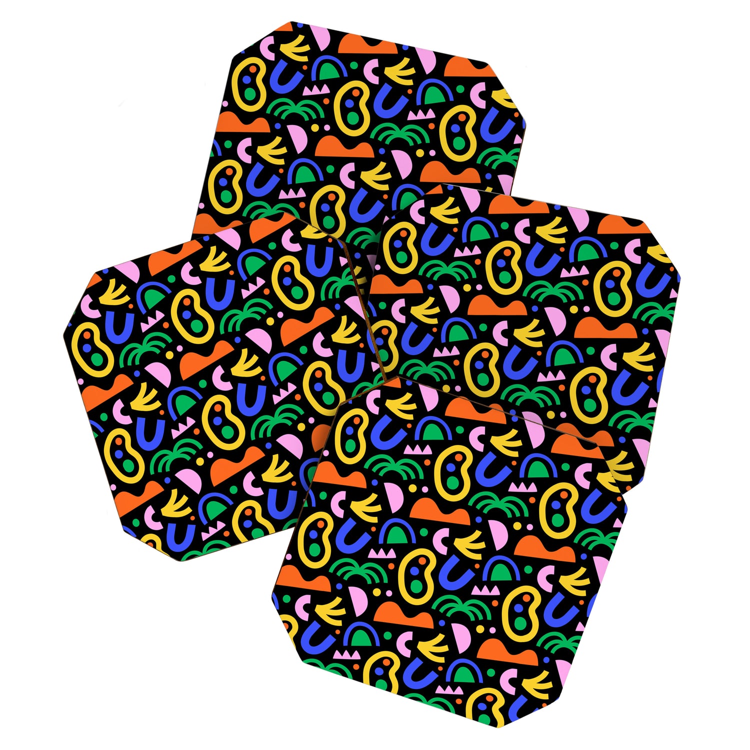Creative colorful organic shape art pattern Coaster Gallery Image 1