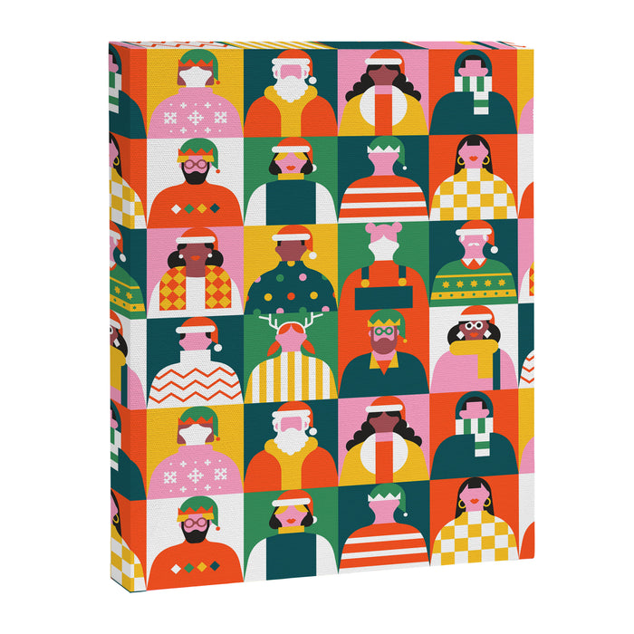 Diverse festive christmas people mosaic pattern Canvas Print Gallery Image 1