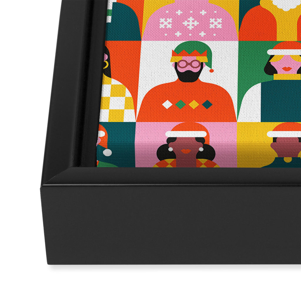 Diverse festive christmas people mosaic pattern Framed Canvas Print Gallery Image 3