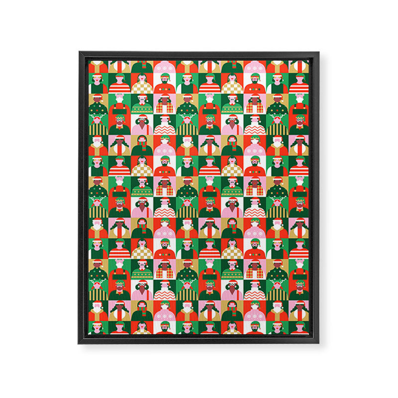 Diverse festive christmas people pattern Framed Canvas Print Gallery Image 8