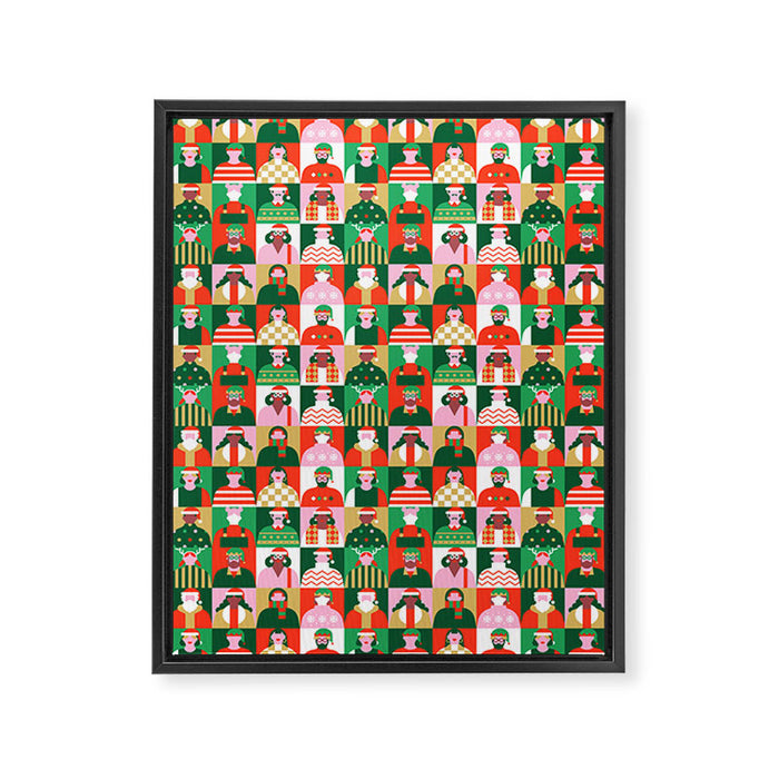 Diverse festive christmas people pattern Framed Canvas Print Gallery Image 1