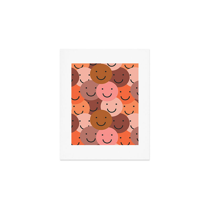 Diverse happy people face doodle pattern Art Print Gallery Image 1