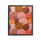 Diverse happy people face doodle pattern Framed Canvas Print Gallery Image 8