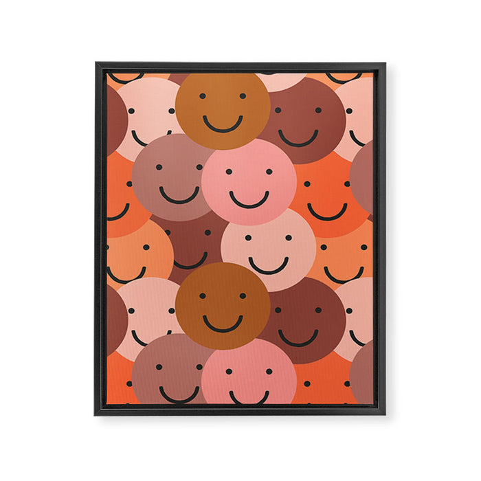 Diverse happy people face doodle pattern Framed Canvas Print Gallery Image 1