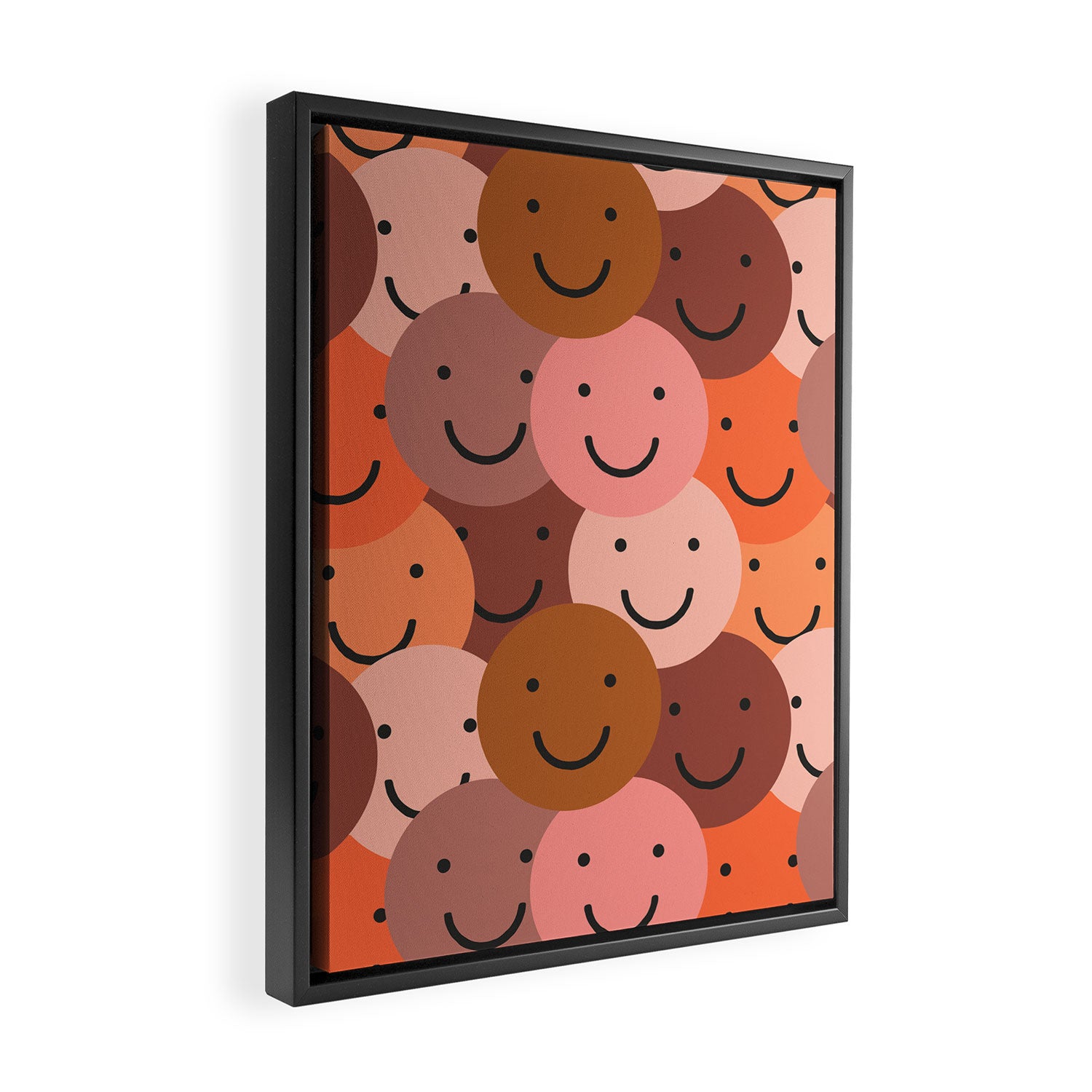 Diverse happy people face doodle pattern Framed Canvas Print Gallery Image 2