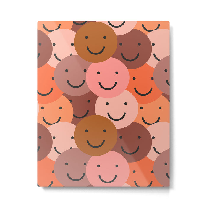 Diverse happy people face doodle pattern Metal Print Gallery Image 1