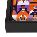 Diverse people in halloween costume pattern Framed Canvas Print Gallery Image 3