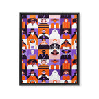 Diverse people in halloween costume pattern Framed Canvas Print Gallery Image 8