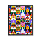 Diverse people in halloween costume pattern Framed Canvas Print Gallery Image 8