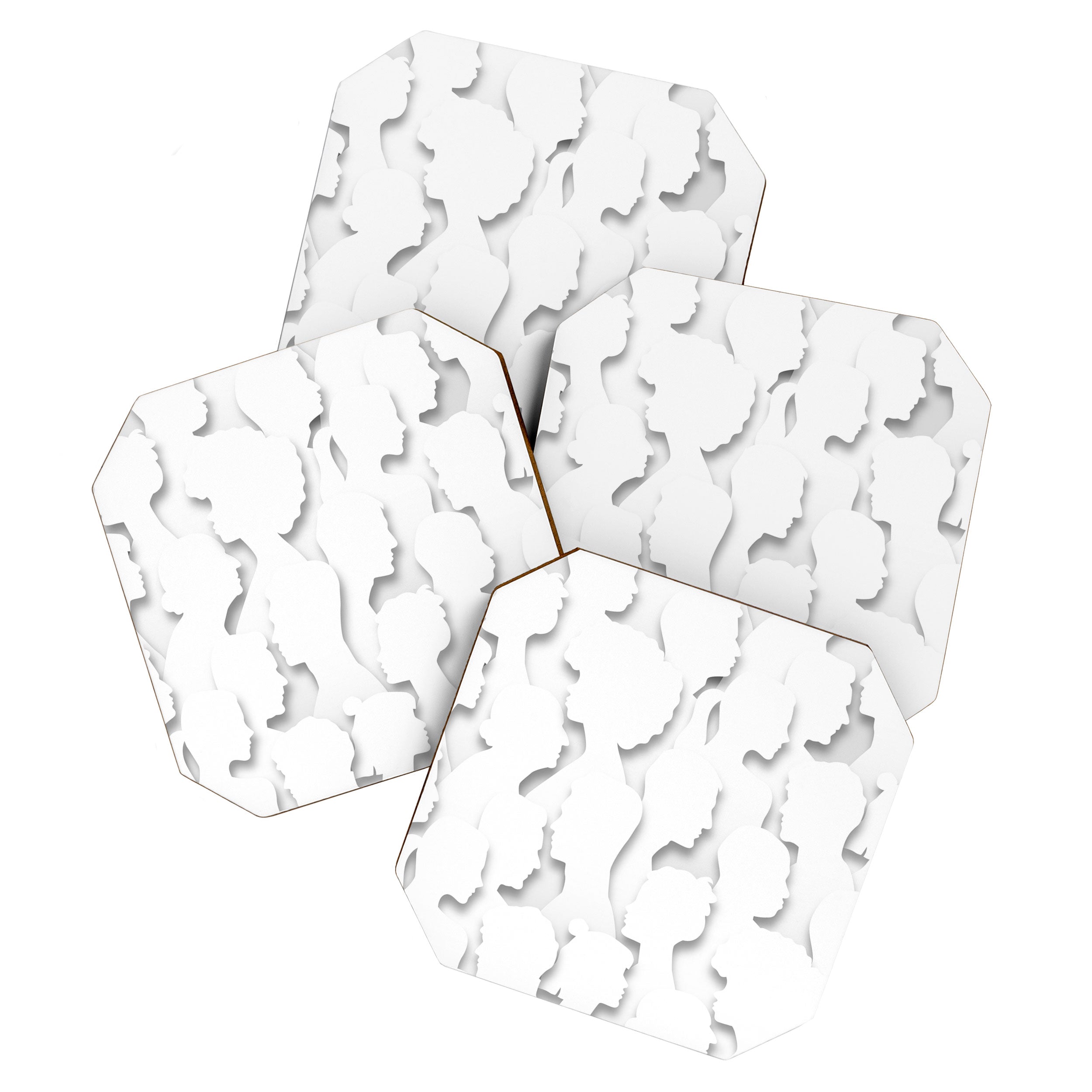 Diverse people paper cut crowd pattern Coaster Gallery Image 1