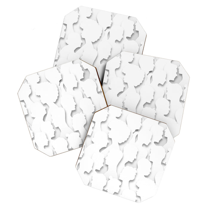 Diverse people paper cut crowd pattern Coaster Gallery Image 1