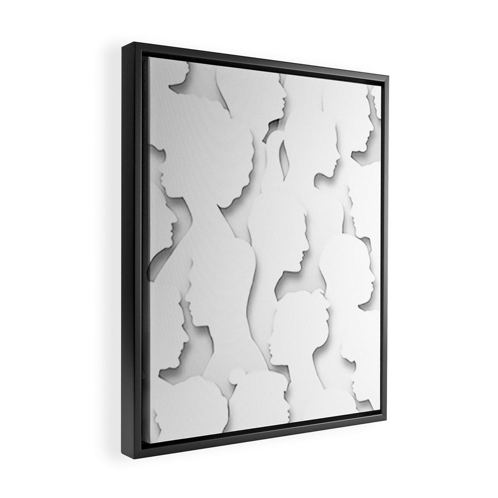 Diverse people paper cut crowd pattern Framed Canvas Print Gallery Image 2