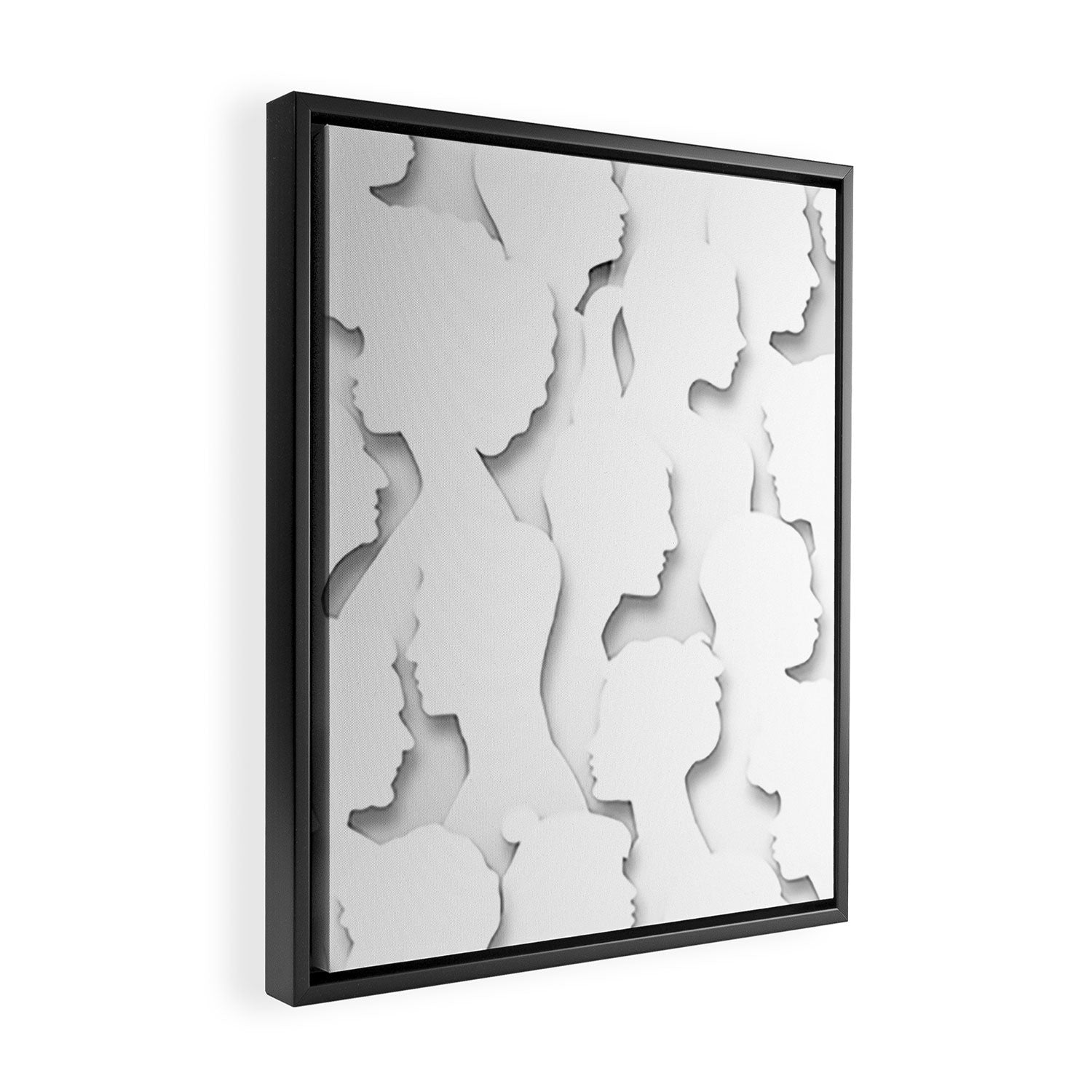 Diverse people paper cut crowd pattern Framed Canvas Print Gallery Image 2