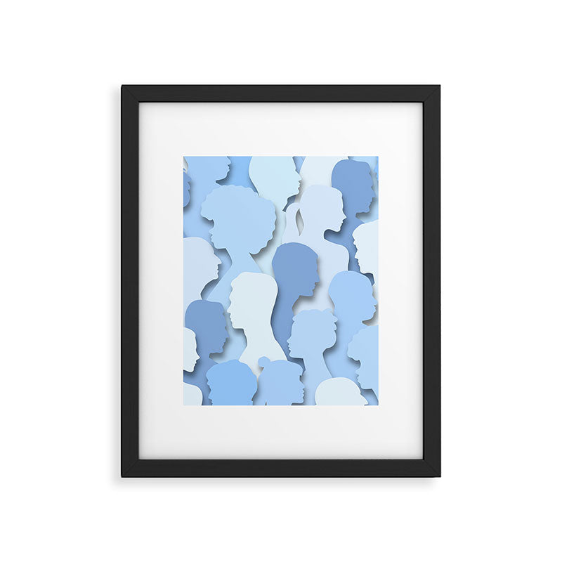 Diverse people paper cut crowd pattern Framed Art Print Gallery Image 6