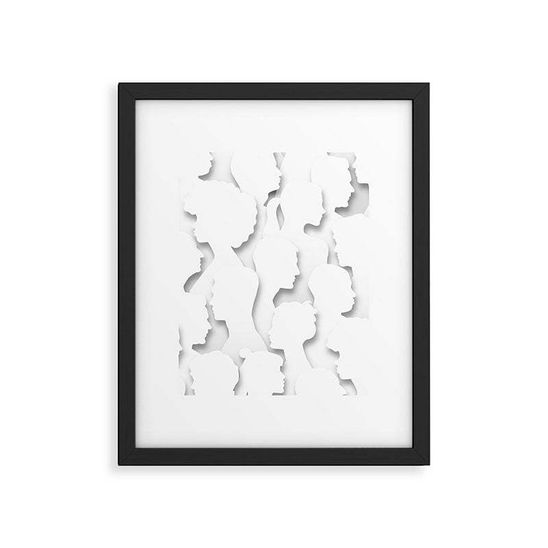 Diverse people paper cut crowd pattern Framed Art Print Gallery Image 6