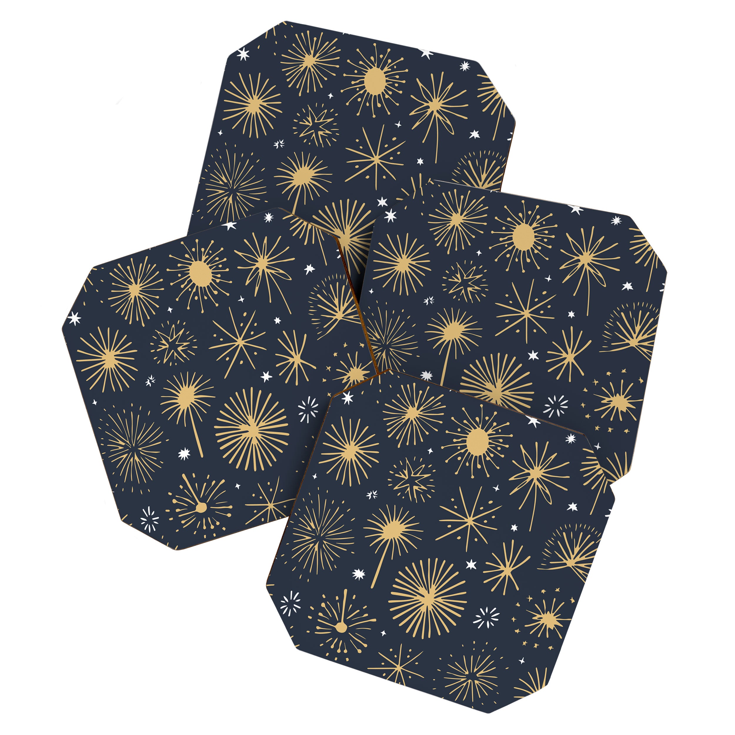 Firework display doodle art pattern Coaster Gallery Image 1