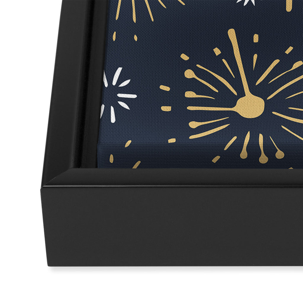 Firework display doodle art pattern Framed Canvas Print Gallery Image 3