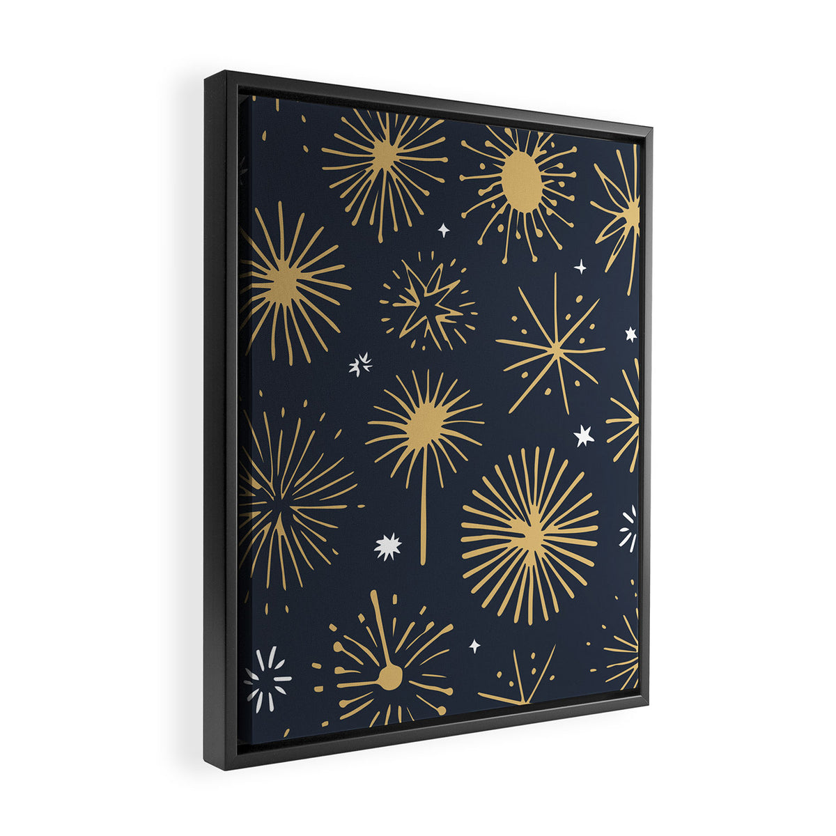 Firework display doodle art pattern Framed Canvas Print Gallery Image 2