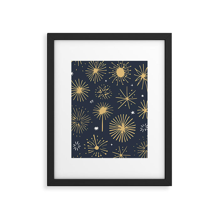 Firework display doodle art pattern Framed Art Print Gallery Image 1