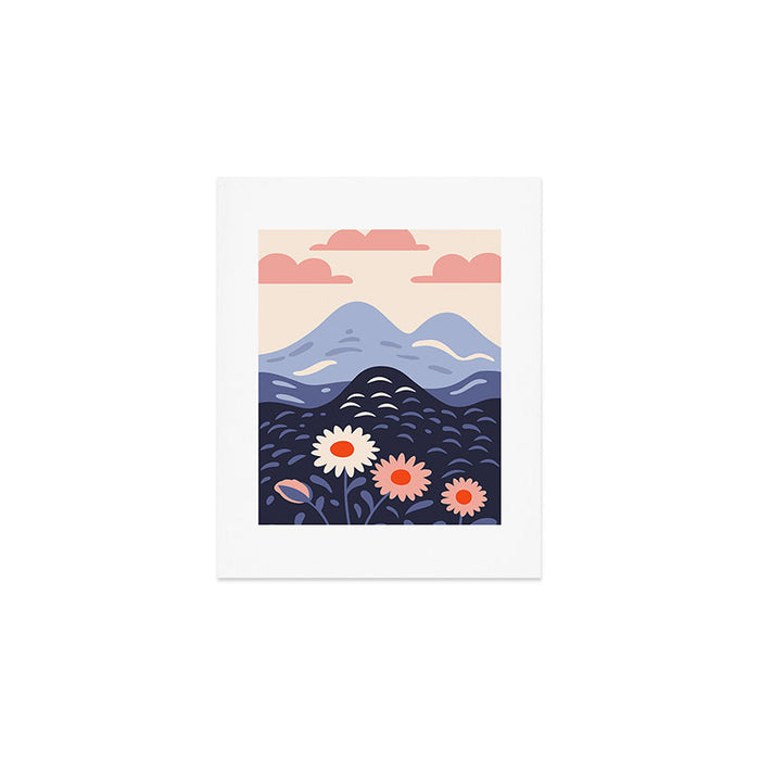 Flower mountain nature landscape art	 Art Print Gallery Image 1