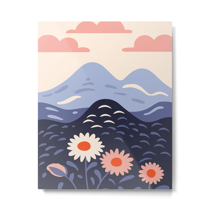 Flower mountain nature landscape art	 Metal Print Gallery Image 1