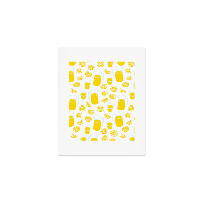 Fresh lemonade fruit drink cartoon pattern Art Print Gallery Image 1