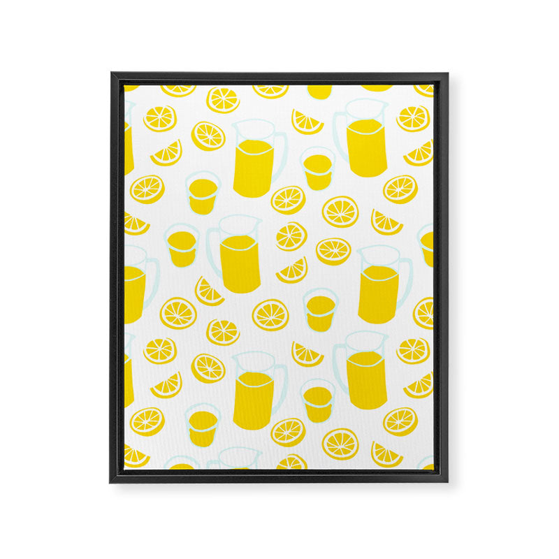 Fresh lemonade fruit drink cartoon pattern Framed Canvas Print Gallery Image 8